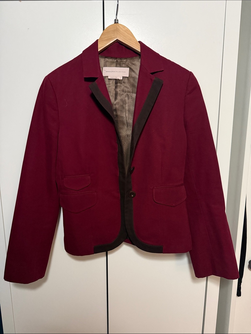 Saks Fifth Avenue Burgundy Blazer with Black Trim